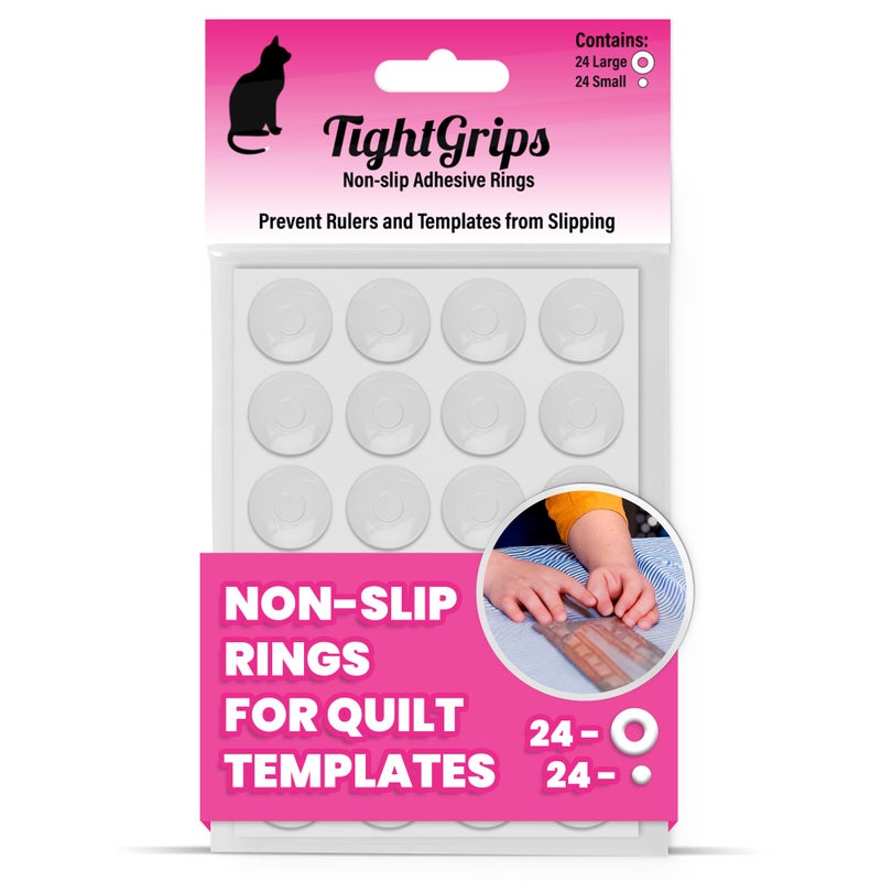 TightGrips Non-Slip Pads for Quilt Templates | Precision Grips for Quilting Supplies | Enhance Accuracy and Stability | Non-Slip Quilting Tools | Complete Set of 48-24 Large & 24 Small Grips - Image 1